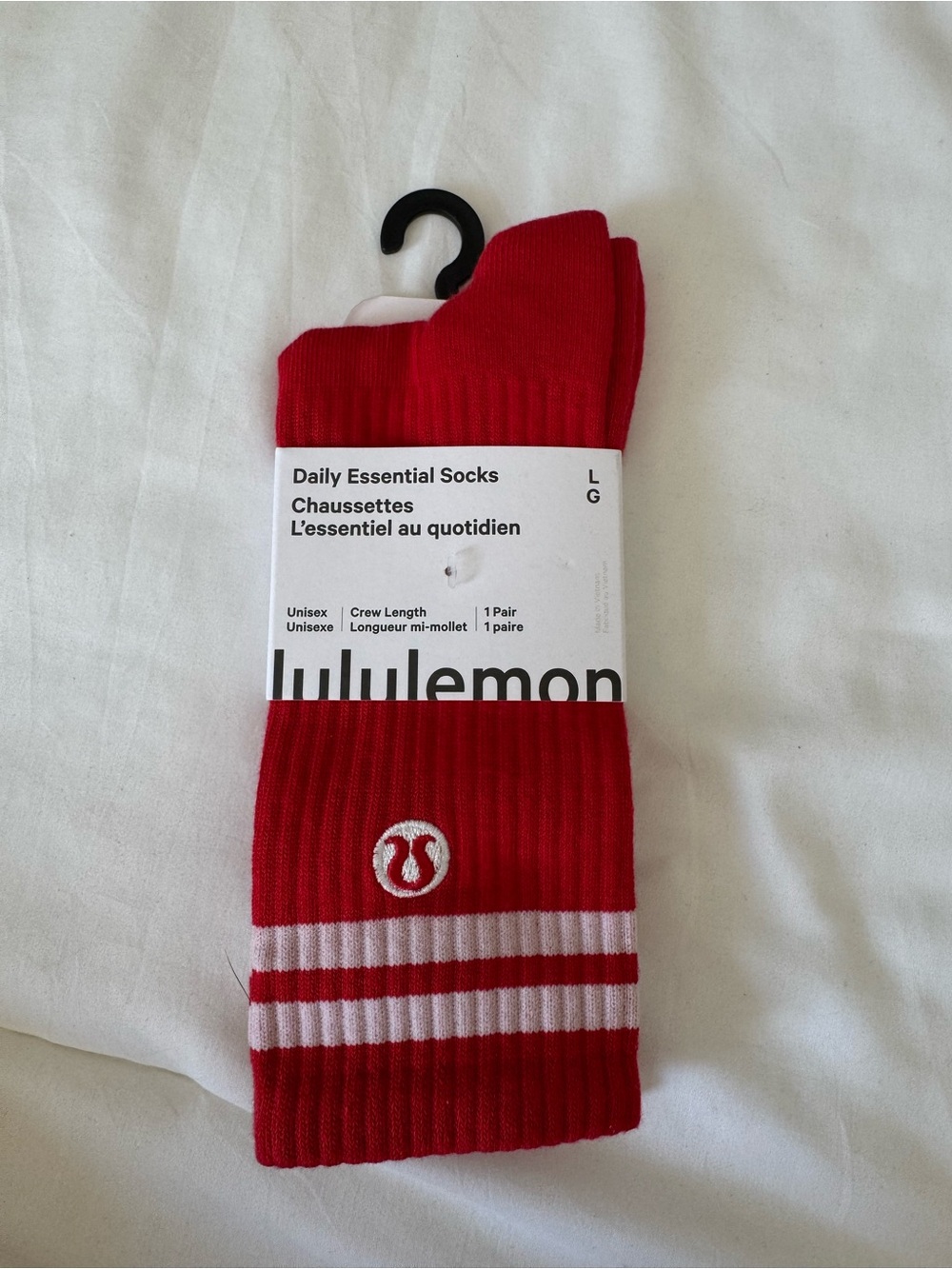 Lululemon Daily Essential Socks - Oxford Red/White